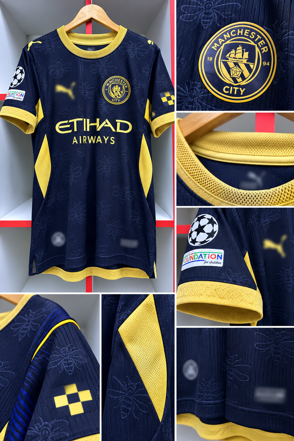 Camiseta Manchester City Azul Marino y Dorado – Vista Trasera – WAKEUP